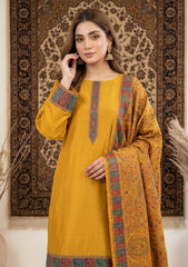 Winter - Fancy Silk Zari Jamawar - 3 Pcs Suit - D#10 - Mustard