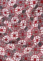 Elite Men Embroidered Sequence Selvage Viscose Fabric - Maroon