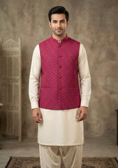 Elite Men Raw Silk Jacquard Unstitched Waistcoat Fabric