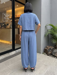 Pret - Moven - Button Up And Gathered Set - Powder Blue