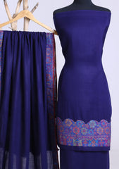 Winter - Riwaj - Pashmina Jamawar Suit - Patch Work - D#22 - N Blue