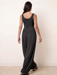 Pret - Moven - Cotton Blended Jersey Wide-Leg Jumpsuit - Black
