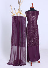 Formals - Riwaj - Fancy Bamber Chiffon - 3 Pcs Suit - CBD#735 - Purple