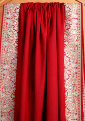 Pashmina Embroidered Border Shawl D#233 - Maroon