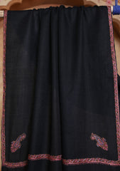Pashmina Kashmiri Border Scarf D#18 - Black