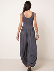 Pret - Moven - Cotton Blended Jersey Wide-Leg Jumpsuit - Grey