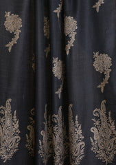 Pashmina Embroidered Jaaldar Scarf D#01 - Black