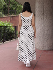 Pret - Moven - Polka Dot Dress With Waist Gathers - White