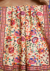 Pashmina Kalamkari Printed Ari Work Scarf D#01 - Golden