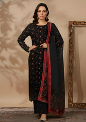 Winter - Riwaj - Velvet Suit - Printed Edit - D#34 - Black