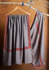 Pashmina Kashmiri Border Shawl D#133 - N Grey