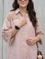 Pret - Moven - Indigo Cotton Linen Women's Shirt - Brown