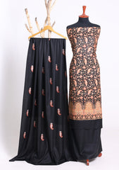 Winter - Riwaj - Pashmina Embroidered Suit - D#08 - Black