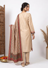 Winter - Fancy Silk Zari Jamawar - 3 Pcs Suit - D#04 - Off White