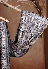 Pashmina Ari Work Jaaldar Scarf D#02 - Black