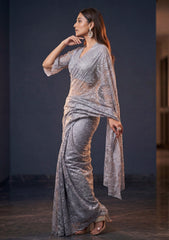 Formals - Chantilly Lace Saree - Grey