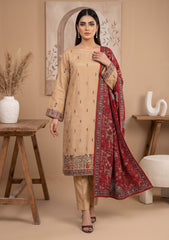 Formals - Fancy Silk Embroidered - 3 Pcs Suit - D#04 - S Red