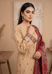 Formals - Fancy Silk Embroidered - 3 Pcs Suit - D#04 - S Red
