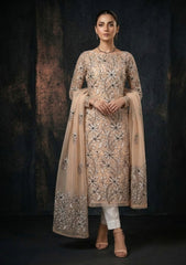 Formals - Riwaj - Fancy 26 - Chikankari & Mukesh - 2 Pcs - D#01 - L Peach