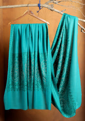 Pashmina Ari Work Jaaldar Shawl D#45 - S Green