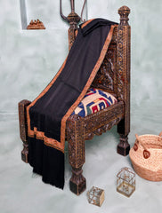Pashmina Kashmiri Border Shawl D#176 - Black