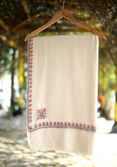 Pashmina Wool Needle Work Shawl D - 37 - Fawn