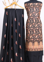 Winter - Riwaj - Pashmina Embroidered Suit - D#08 - Black