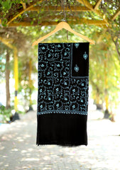 Pashmina Kashmiri Work Shawl Jaaldar D - 16 - Black