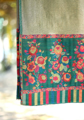 Pashmina Kaani Zari Shawl D - 19 - D Green