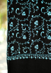 Pashmina Kashmiri Work Shawl Jaaldar D - 16 - Black