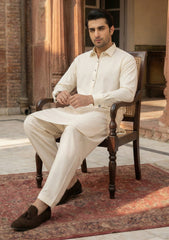 Elite Men Special Boski Wash & Wear Brown Selvage - Off White