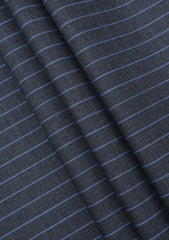 Scabal Super Fine Texture Stripe Selvage Wool Fabric - D Grey