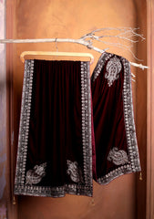 Embroidered Velvet Shawl D#12 - Magenta