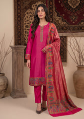 Winter - Fancy Silk Zari Jamawar - 3 Pcs Suit - D#06 - Sh Pink