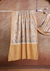 Pashmina Ari Work Jaaldar Scarf D#09 - L Golden