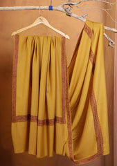 Pashmina Kashmiri Border Shawl D#182 - Mustard