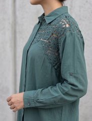 Pret - Moven - Indigo Cotton Linen Women's Shirt - Green