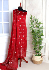 Formals - Fancy Closet - 2 pcs Suit - Satin Silk Jamawar D#04 D Red