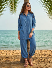 Pret - Moven - Stone Embellished Shirt - Blue