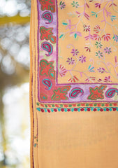 Pashmina Ari Work Shawl D - 158 - PEACH