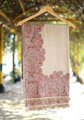 Pashmina Kaani Work Shawl D - 06 - Skin