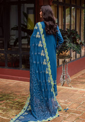 Winter - Marjjan - Bella 25 - Embroidered Karandi - MWK#38 B - TEAL BLUE