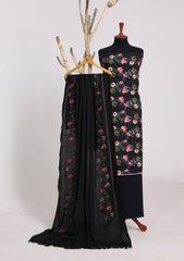 Winter - Riwaj - Printed Cotray Suit - Wool Shawl - D#09 - Black