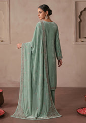 Winter - Riwaj - Velvet Stone Work 3 Pcs Suit - D#04 - Aqua