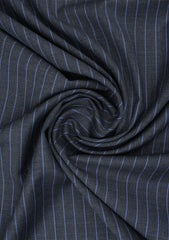Scabal Super Fine Texture Stripe Selvage Wool Fabric - D Grey