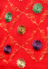 Embroidered Wool Shawl D - 32 - Red