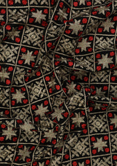 Elite Men China Boski Dery Silk Embroidered Grey Selvage - Black