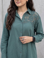 Pret - Moven - Indigo Cotton Linen Women's Shirt - Green