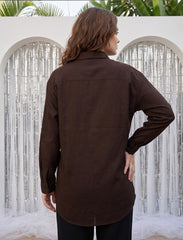 Pret - Moven - Shirt with Floral Embroidery and Stone Work Details - Chocolate