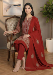Winter - Riwaj - Pashmina Embroidered Suit - D#02 - Maroon